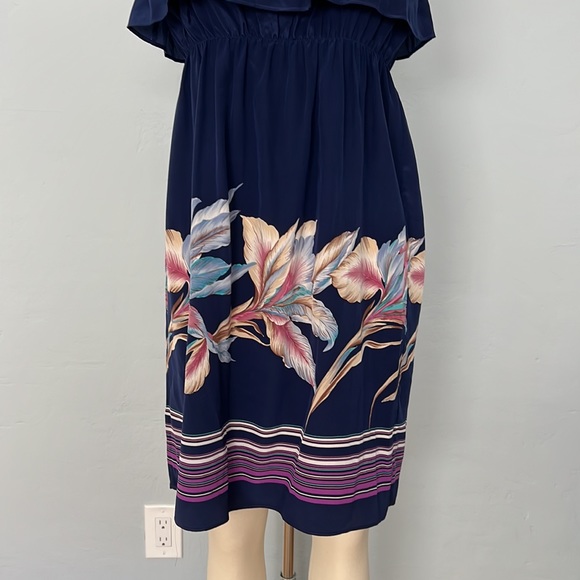 YUMI KIM Ruffle Boarder Print Hem Silk Dress - Size Large - Picture 3 of 15